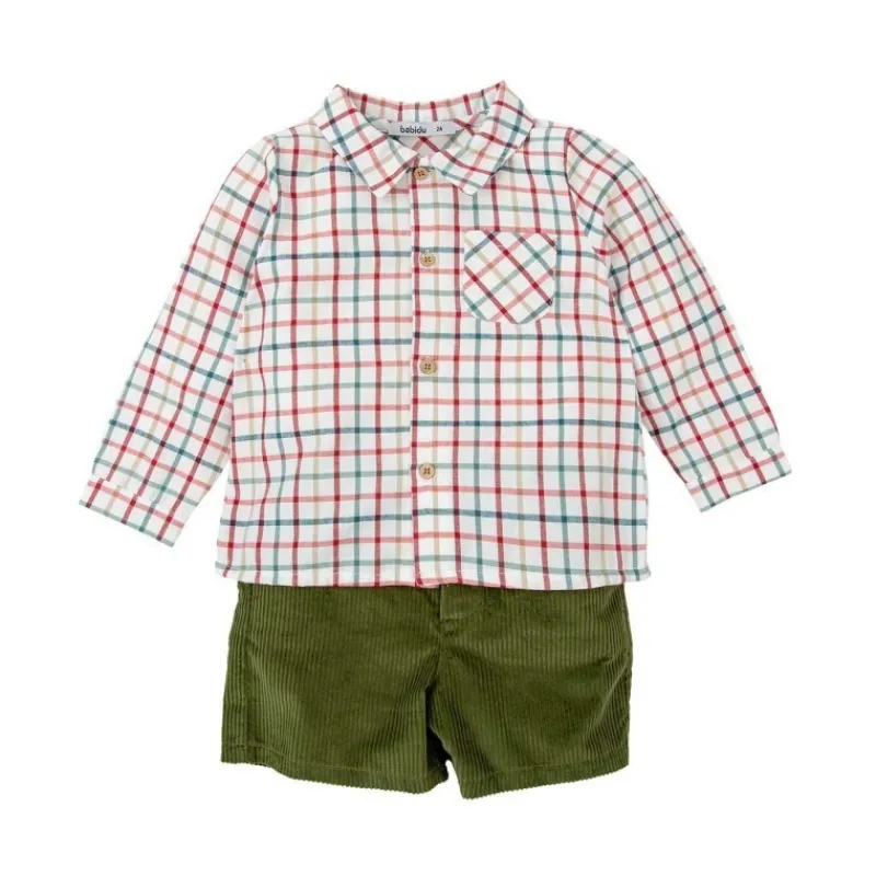 Babidu Conjuntos Niño | Conjuntos Bebe Niño^Conjunto de niño pantalón corto  a cuadros ACACIA