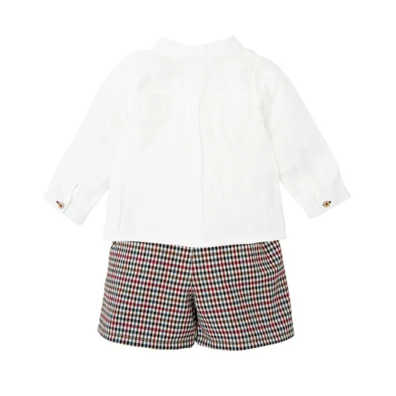 Babidu Conjuntos Niño | Conjuntos Bebe Niño^Conjunto de niño pantalón corto en pata de gallo NOGAL