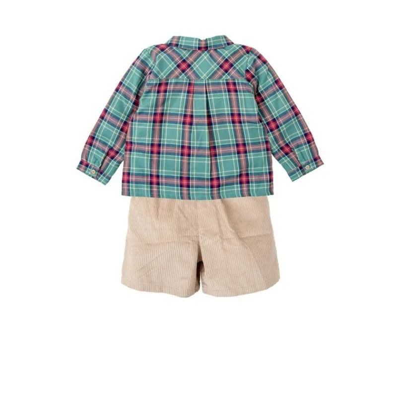 Babidu Conjuntos Niño | Conjuntos Bebe Niño^Conjunto de niño pantalón corto en tartán PINO