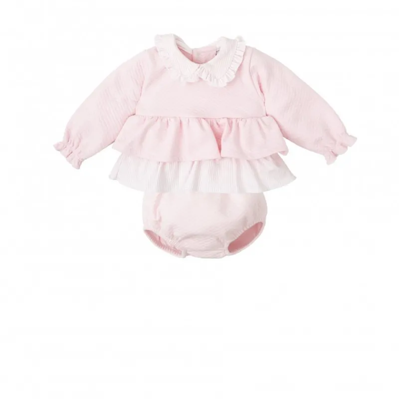 Babidu Conjuntos Bebe Niño | Conjuntos Bebé Niña^Conjunto ranita con camisa cuello volante liso ARCE